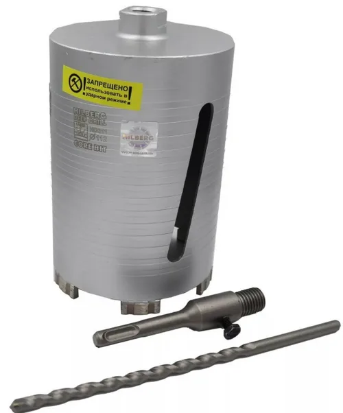 Коронка алмазная Hilberg Laser Deep Drill 6T, 102*150 мм, безударная, сухое сверление (армированный бетон, железобетон,кирпич)