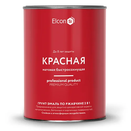 Грунт-эмаль Elcon по ржавчине красная матовая 0,8кг 