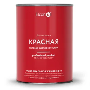 Грунт-эмаль Elcon по ржавчине красная матовая 0,8кг 