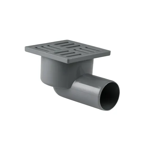 Трап горизонтальный с сухим затвором решетка пластиковая 100/100х50, серый,РТП