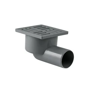 Трап горизонтальный с сухим затвором решетка пластиковая 100/100х50, серый,РТП