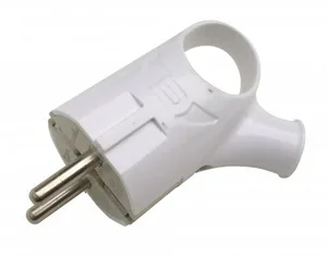 Вилка угловая с кольцом з/к 16А белая 4120 IN HOME