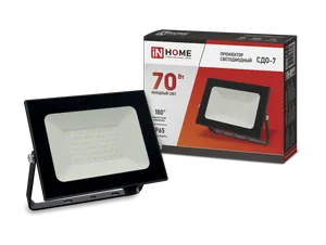 Прожектор светодиодный IN HOME СДО-7 70Вт 230В 6500К IP65 черный 
