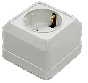 Розетка BOLLETO 1-ая накладная со шторкой с заземл. белая 7028х IN HOME