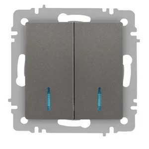 Выключатель ЭРА Intro Accent 6-105-09, 2 кл, с подсветкой, механизм, титан