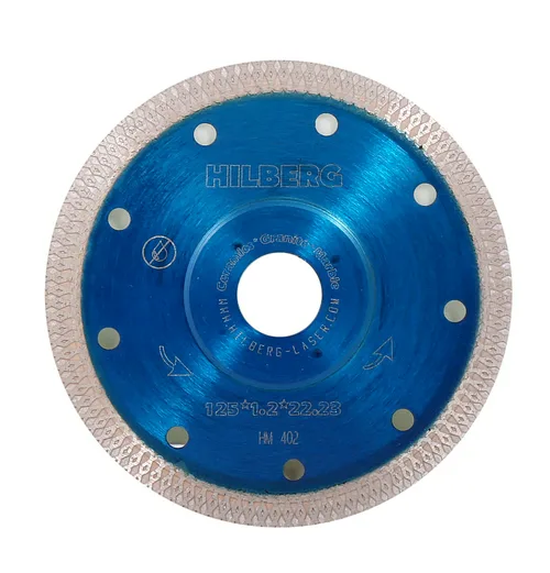 Диск алмазный отрезной 125*22,23 Hilberg Турбо ультратонкий х-тип (керамогранит, мрамор)