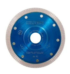 Диск алмазный отрезной 125*22,23 Hilberg Турбо ультратонкий х-тип (керамогранит, мрамор)