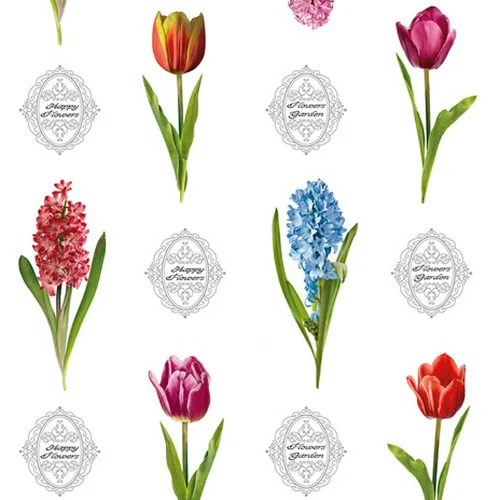 Клеенка DEKORAMA Гиацинты и тюльпаны на белом1,4*20м