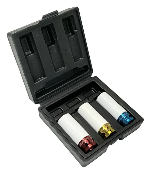 Набор ударных удлиненных торцевых головок Кратон 1/2" 17,19,21 мм в кейсе