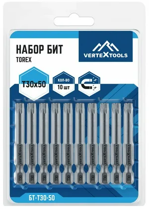 Набор бит VERTEX T30X50, 10шт.