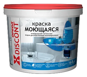 Краска ВД Ореол Дисконт, белая, интерьерная моющаяся, 25кг