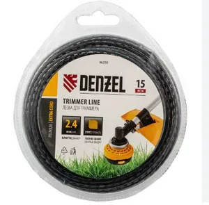 Леска триммерная двухкомпонентная Denzel 2,4х15 м, зубчатый квадрат