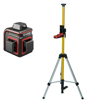 Комплект лазерный уровень ADA CUBE 3-360 Basic Edition + штатив-штанга ADA SILVER Plus c с треногой