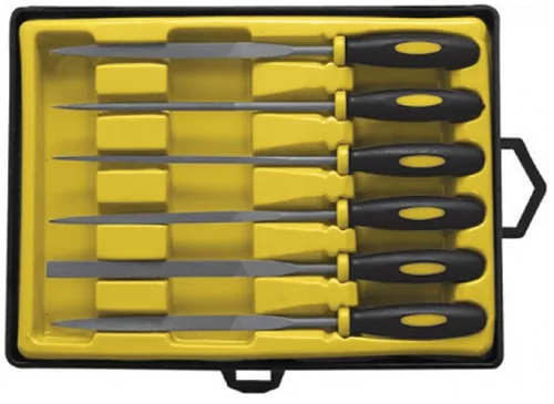 Набор FIT, надфили, сталь, прорезин ручка, 5х150мм, 6шт 