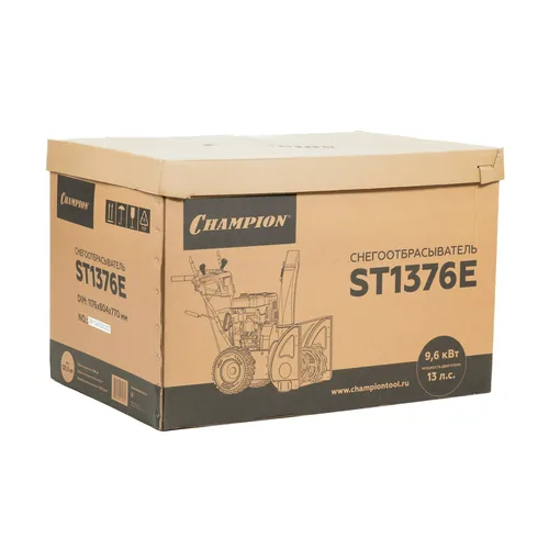 Машина снегоуборочная бензиновая CHAMPION ST1376E 13 л.с., эл.старт, обогрев, фара.