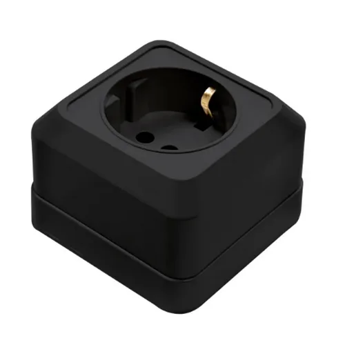 Розетка BOLLETO 1-ая накладная черная с заземл. 7028B IN HOME