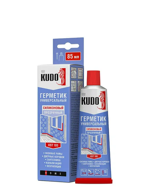 Герметик KUDO KST-100 силиконовый, универсальный б/цв в тюбике 85мл