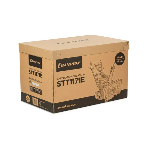 Машина снегоуборочная бензиновая CHAMPION STT761E 7 л.с., эл.старт, обогрев, фара, на гусеницах