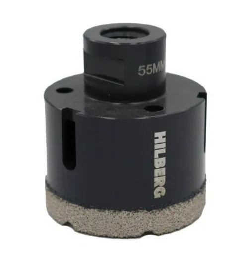 Коронка алмазная Hilberg Super Hard,55 мм 6Т  М14,для УШМ (керамогранит, гранит)