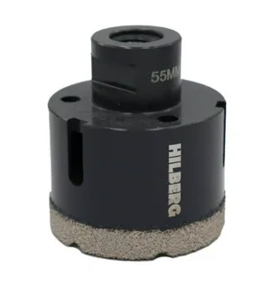 Коронка алмазная Hilberg Super Hard,55 мм 6Т  М14,для УШМ (керамогранит, гранит)