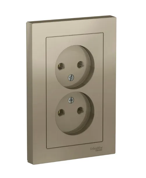 Розетка AtlasDesign двойная, б/з, 16А, в сборе, ШАМПАНЬ, SE