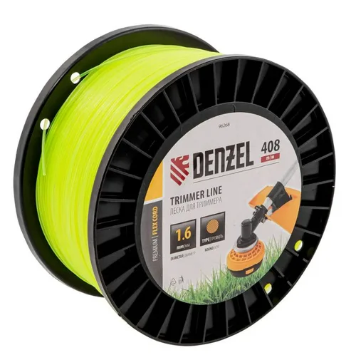 Леска триммерная Denzel 1,6х408м, 1м, квадрат (бухта 408м.)