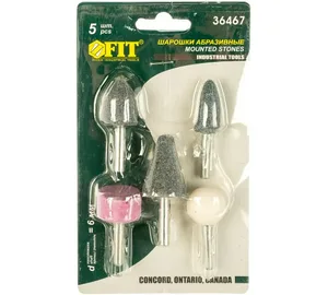 Шарошки абразивные по камню FIT, для фигурных отверстий, 5шт, большие