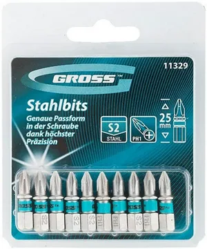 Бит GROSS РН1х25, сталь S2, 1шт(10 в уп.)