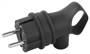 Вилка ЭРА угловая с ушком с/з каучук VX12-B-IP44 16А IP44 черная