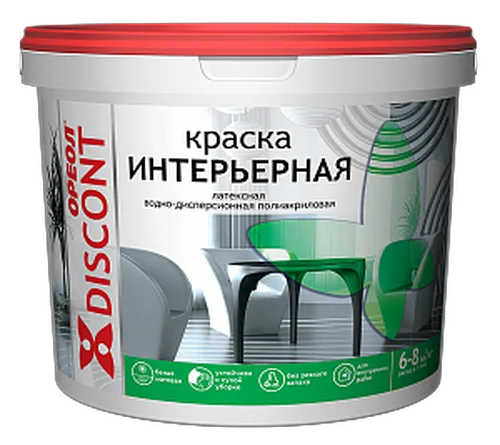 Краска ВД Ореол Дисконт, бел мат, интерьер, 1,5кг