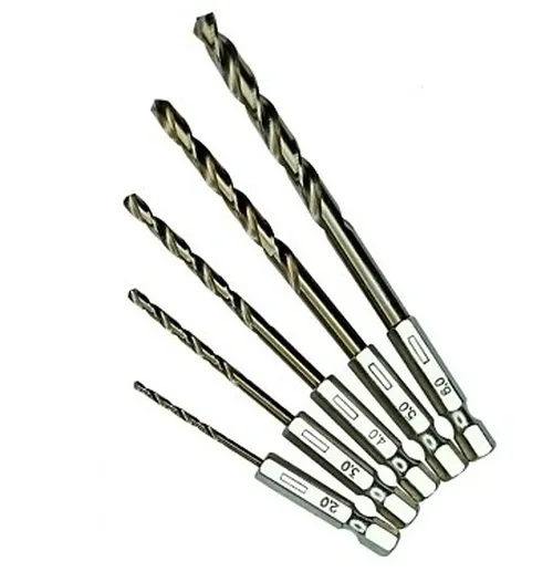 Набор сверл по металлу Vertex c шестигранным хвостовиком 2.3.4.5.6мм