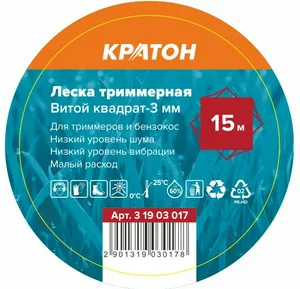Леска триммерная Кратон Витой квадрат-3,0мм