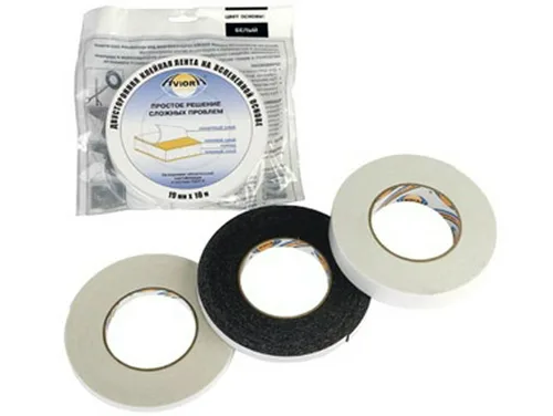 Лента AVIORA двустор, клейкая, вспен основа, белый, 19ммх10м