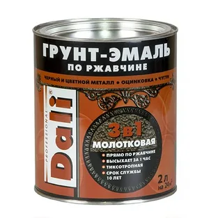 Грунт-эмаль DALI  по ржавчине,молотковая, алкидная,серая 2л 
