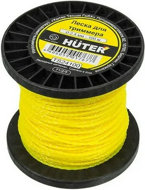 Леска триммерная HUTER 2,4х100м, 1м, витой квадрат