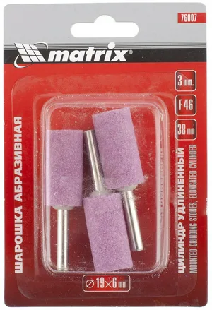 Шарошка абразивная MATRIX, цилиндр удлин., 19x38x6, F46, 3шт.