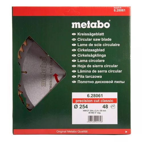 Диск пильный METABO,  254x30,НМ,48WZ,5 отр, д.торцовок