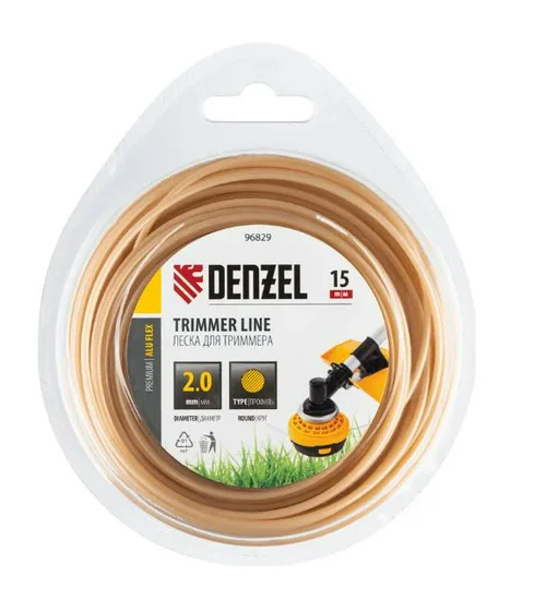 Леска триммерная DENZEL армированная алюминием 2,4х15м, круг