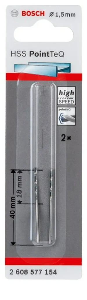 Сверло по металлу спиральное BOSCH  PointTec 1.5mm, 2шт.