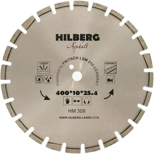Диск алмазный отрезной 400*10*25,4/12мм Hilberg Hard Materials Laser  (армированный бетон, железобетон, твердый бетон, бетон, огнеупоры, гранит)