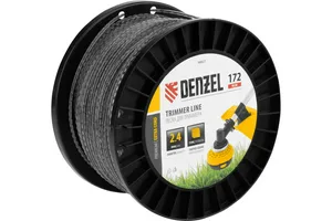 Леска триммерная двухкомпонентная Denzel 2,4х172 м, 1м, зубчатый квадрат (бухта 172 м.)