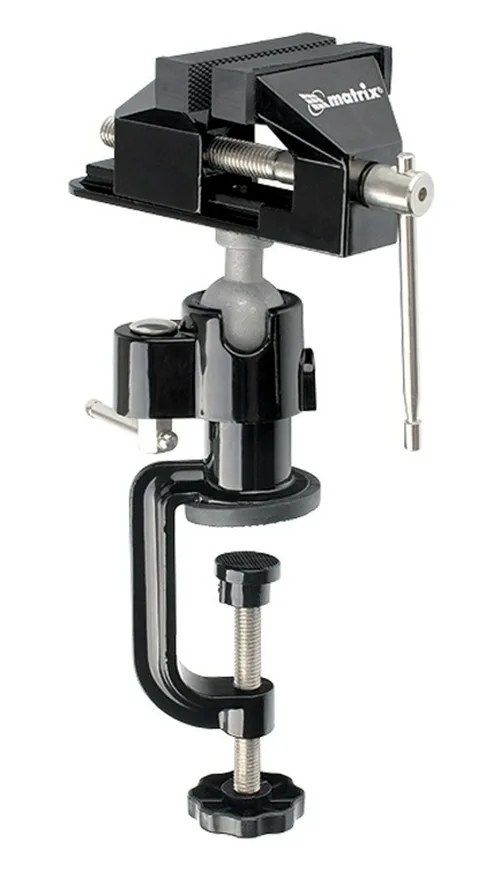 Тиски MATRIX, настольные, многофункц, смен.насадка-хомут для дрели,шарнирный мех-зм, 70мм