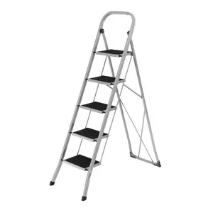 Стремянка стальная СИБРТЕХ широкие ступени с полимерным покрытием, 5 ступени