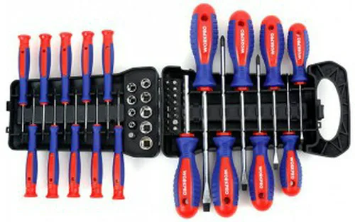 Набор WORKPRO отверток и бит на подставке, 45шт