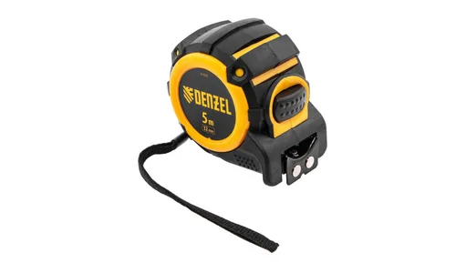 Рулетка Denzel, 5м х 32мм, автоматич. фиксац., нейлон. покрытие, магнит. зацеп, двухстор. разметка