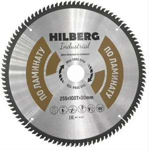 Диск пильный по ламинату Hilberg Industrial HL255 255*30*100Т