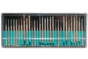 Шарошки, усиленная сталь с алмазным напылением, штифт диам. 3 мм, 30 шт. FIT  IT для граверов