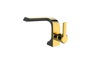 Смеситель для умывальника I-TECH, CAPELLA 10, однорычажный, черный/золото, гайка