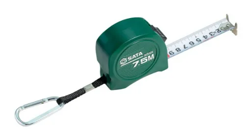 Рулетка Sata 7,5 м c двойной шкалой и карабином 