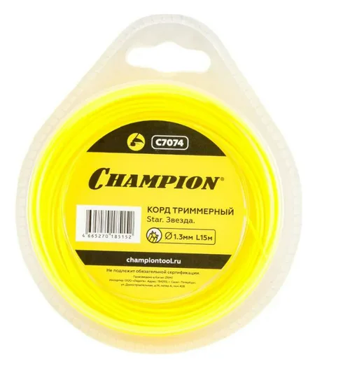Леска триммерная CHAMPION  Star 1.3мм х 15м (звезда)